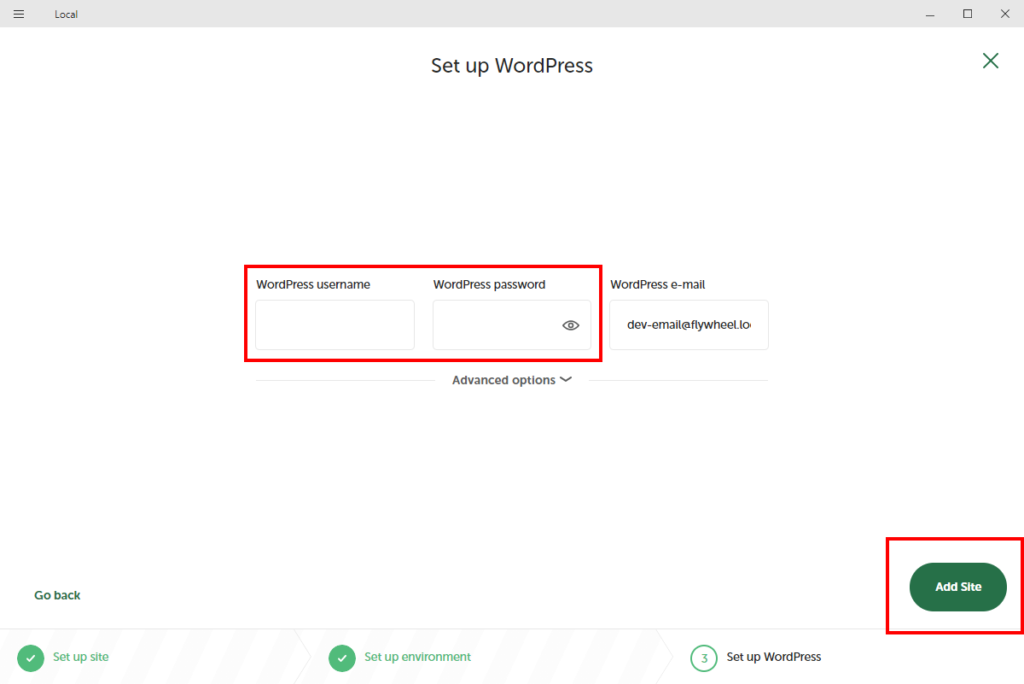 WordPressのログイン情報を入力
