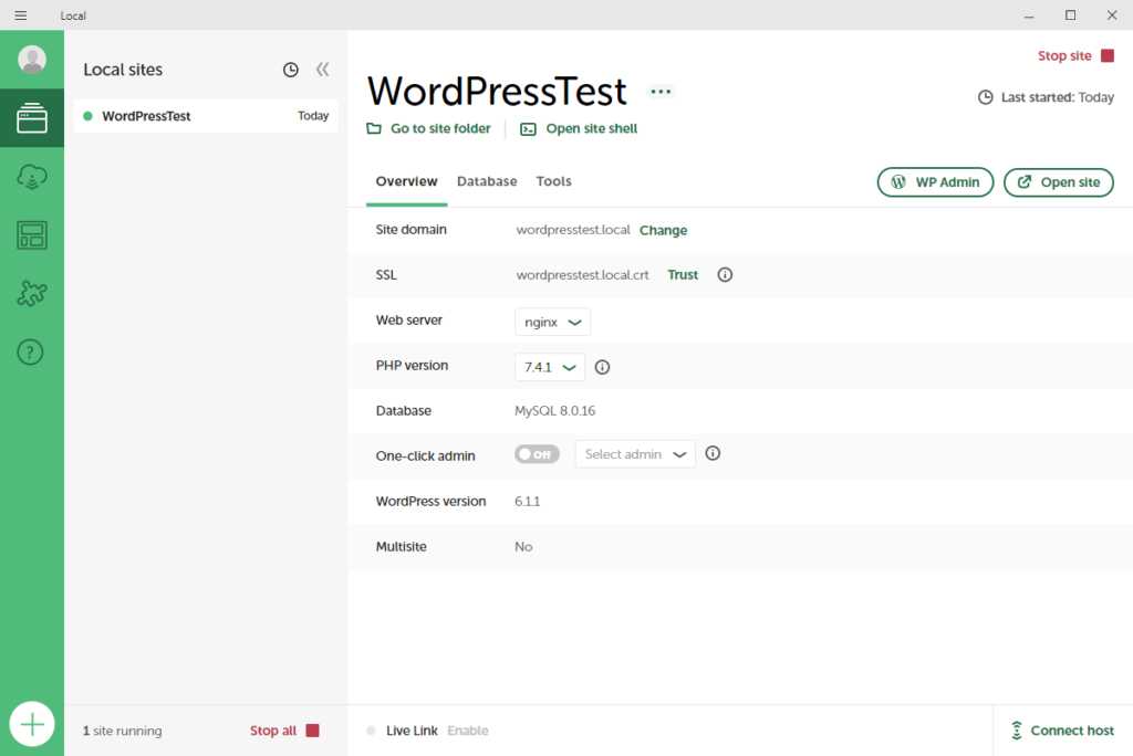 Localの完了画面