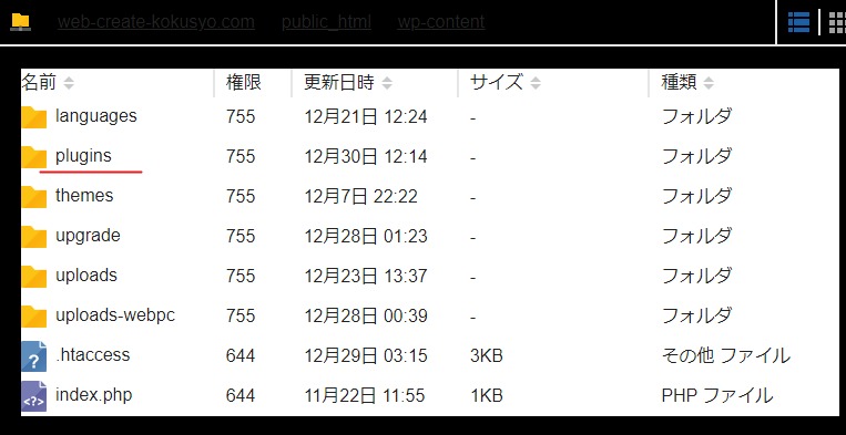 wordpressフォルダの中にアクセス