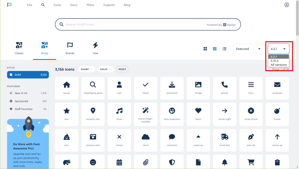 Font Awesomeのバージョンを選択する