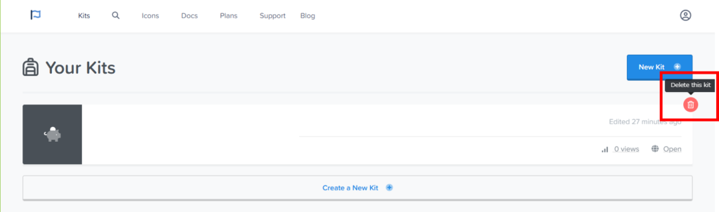 Font Awesome kits 削除方法