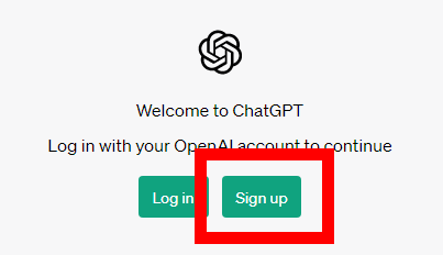 ChatGPTsign up画面