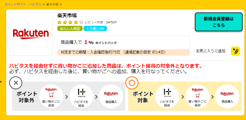 ハピタス経由で楽天で買い物してお得