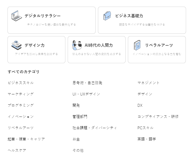 録画授業カテゴリ一覧